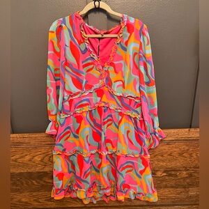 Colorful Chiffon Dress w/ Back Cut Out